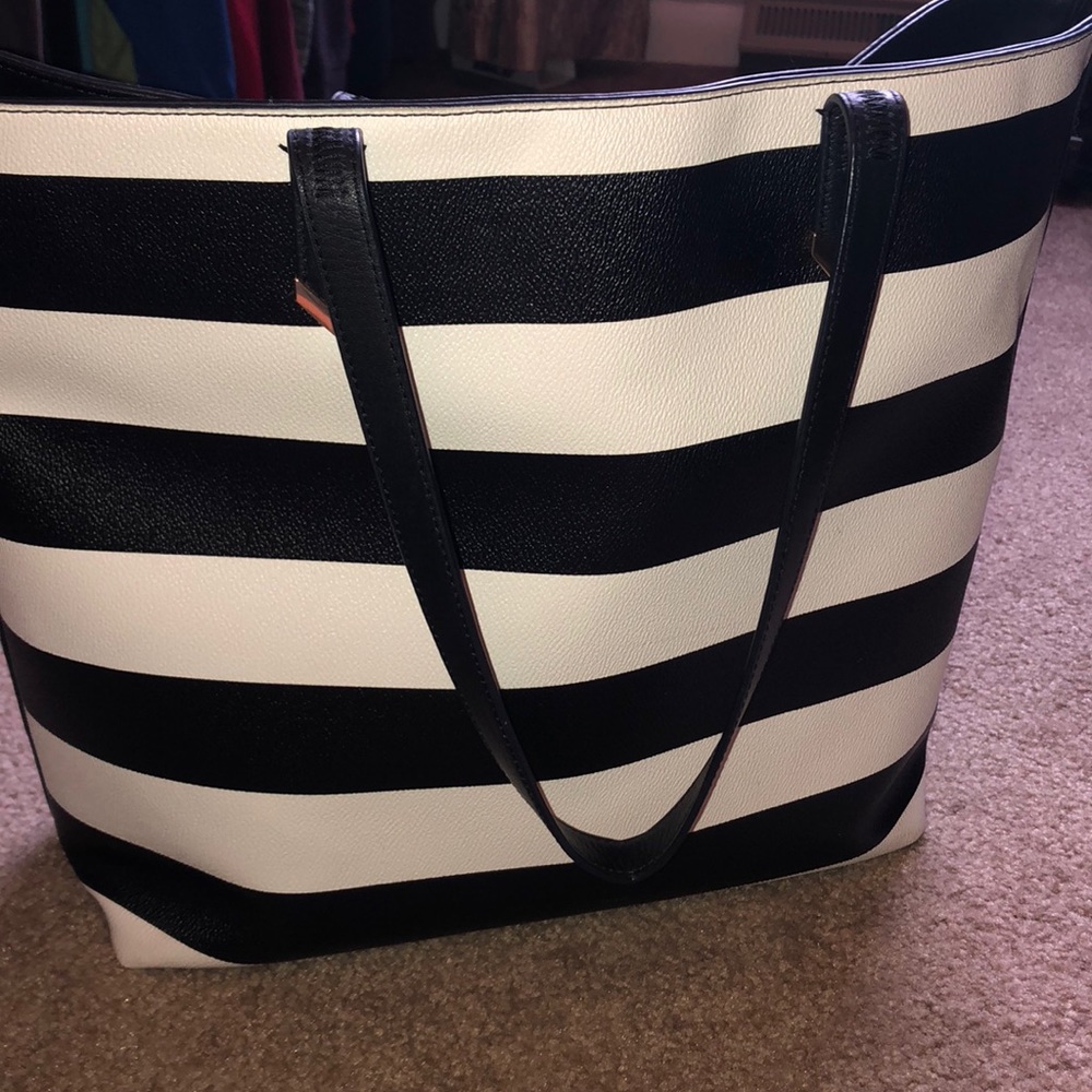 Classic Black and White Stripe Stella and Dot Bag